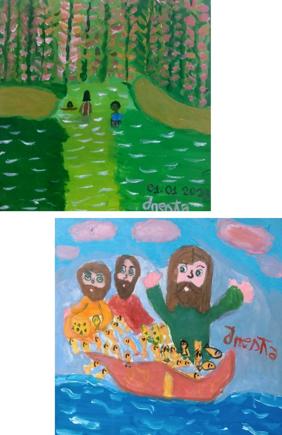 Jane Mary Soares: Igarapé e O barco repleto de peixes (O milagre da multiplicação dos peixes)