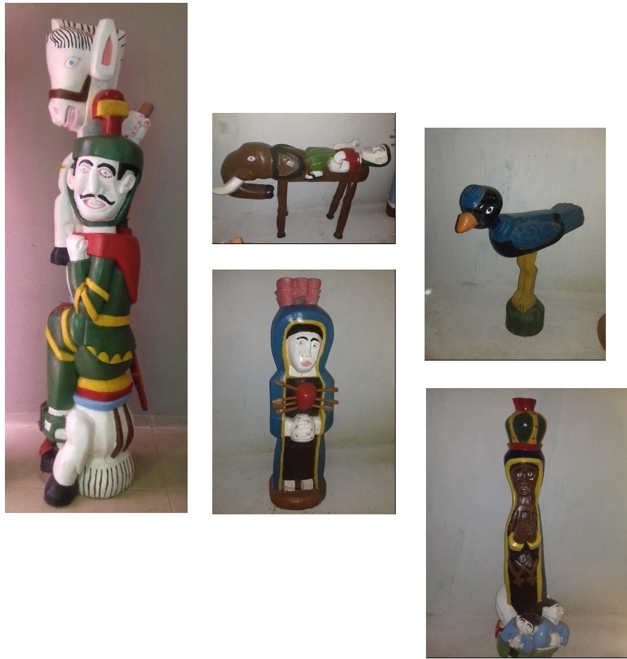 Adailton de Dedé: São Jorge, Homem no elefante, Mutum alagoano, Nossa Senhora das Dores e Virgem Maria negra