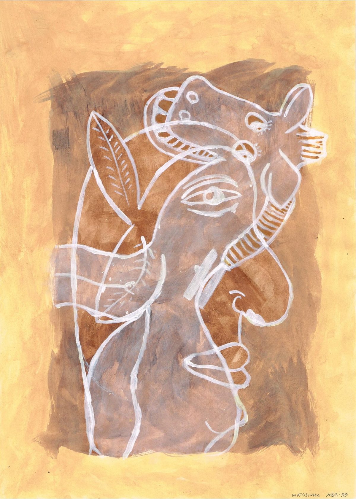 Burro e índio com pena