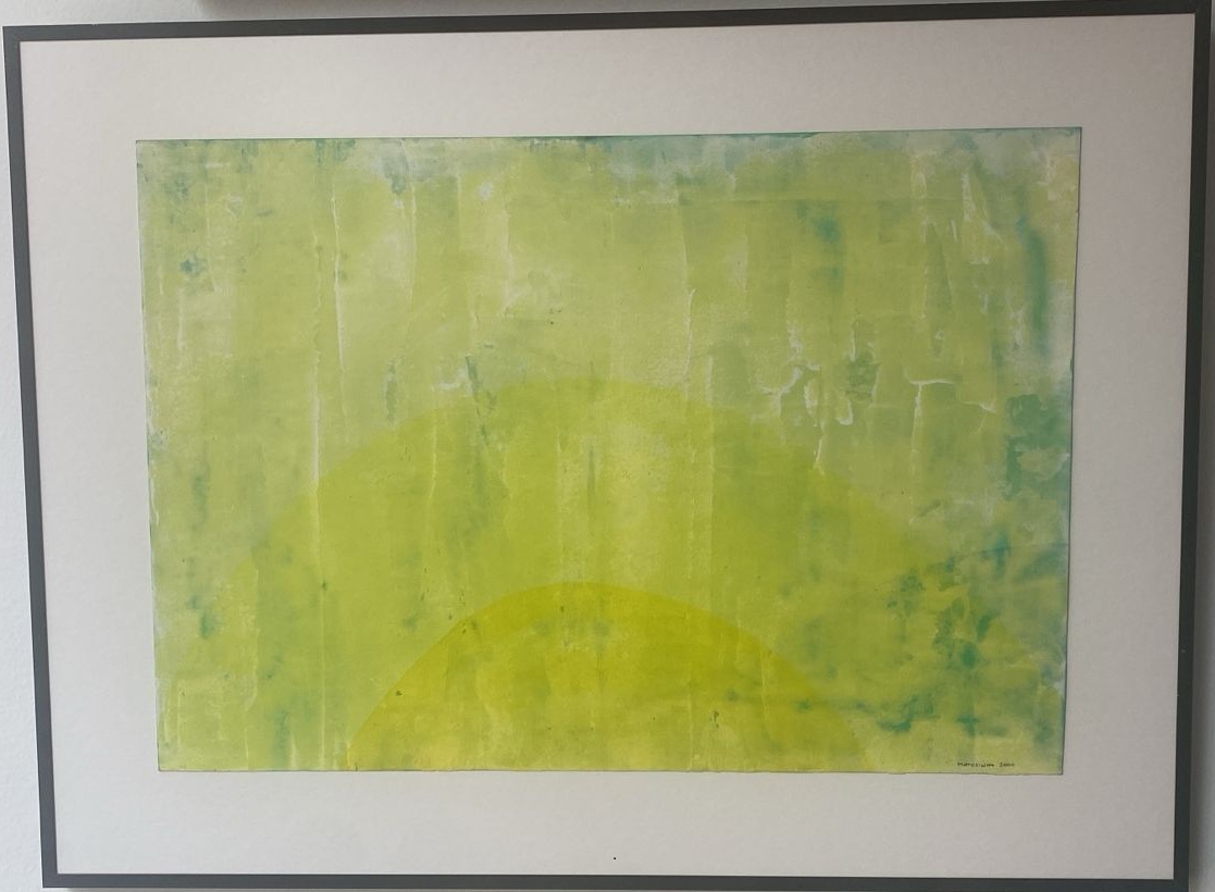 Tons verdes amarelados em arco (Recém emoldurado)