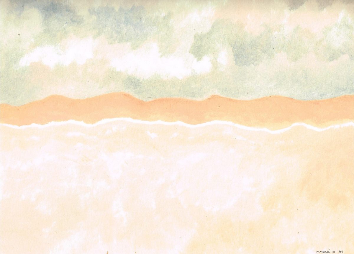 Praia em dia nublado