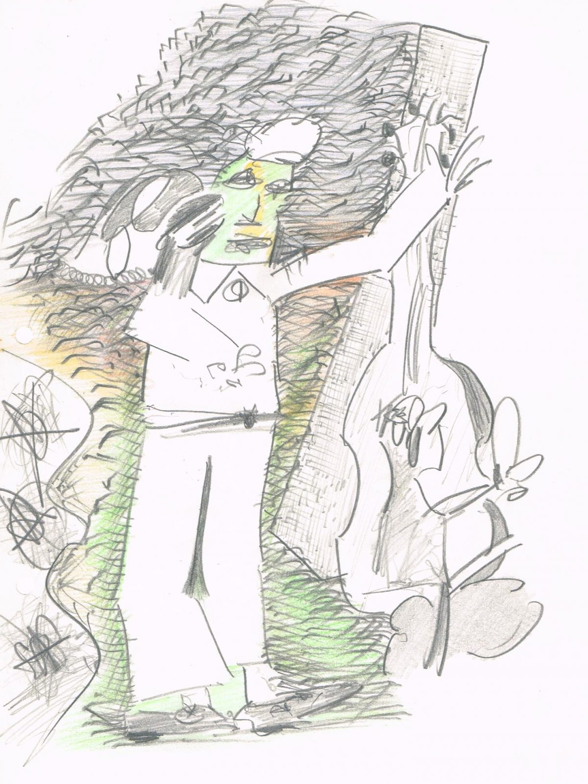 Músico e contrabaixo