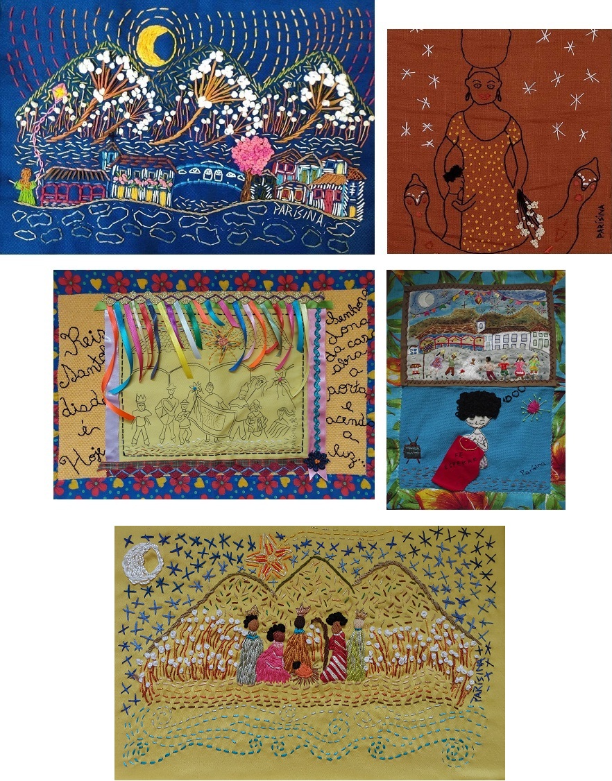 Parísina SempreViva: Técnica mista, desenho, bordado, pintura e aplicação