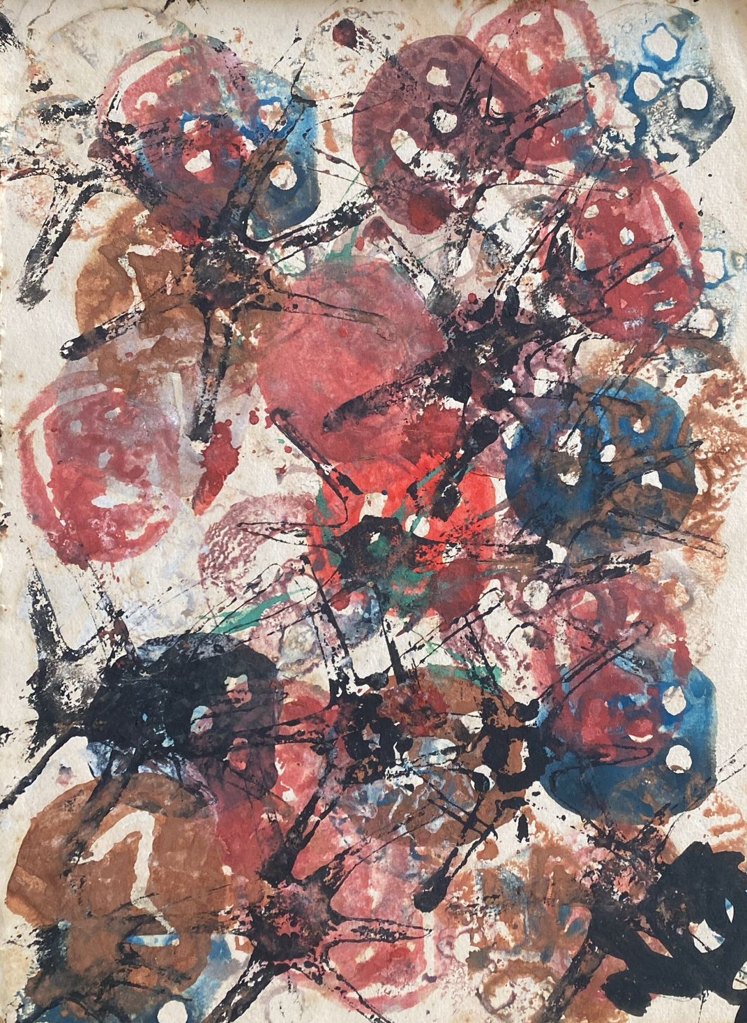 Impressão com batata e carambola pintadas