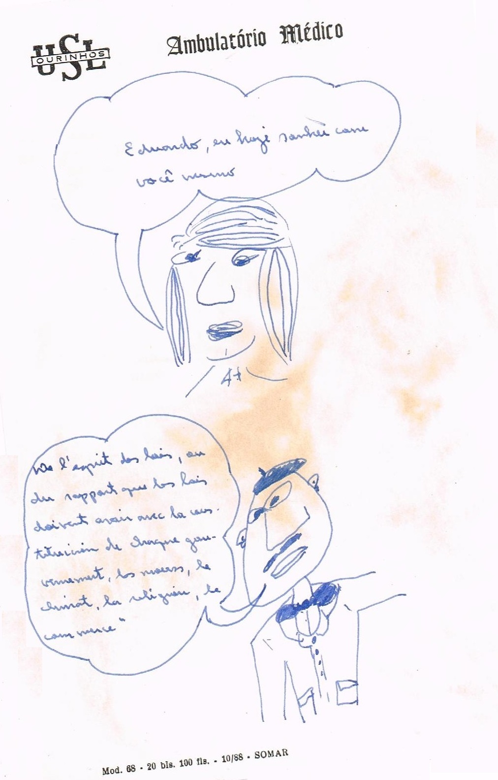 Pierre recitando “Do espírito das leis” de Montesquieu em francês