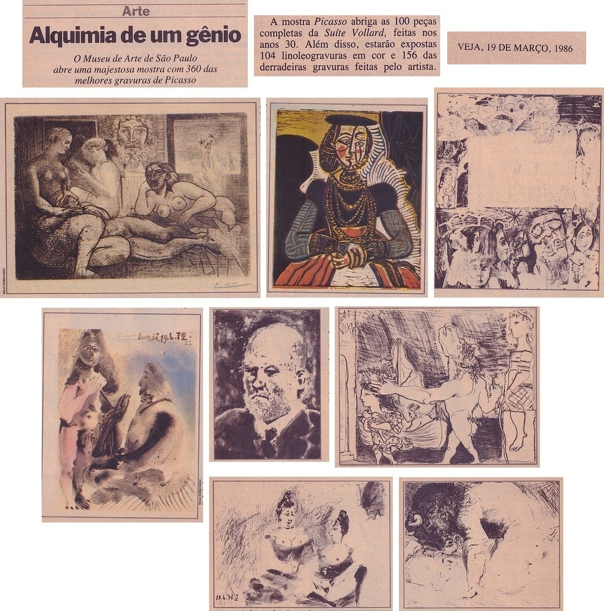 No Masp, em 1986: “Mostra Picasso – Suite Vollard e gravuras”